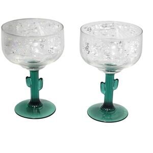 Set of Two Cactus Margarita Glasses